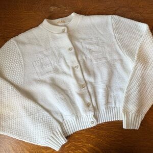 Vintage Women’s Cardigan Medium Knit Off White Cream Button Down Long Sleeve EUC